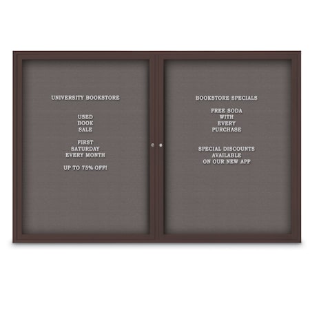 United Visual Products 48"x24" 1-Door Enclosed Outdoor Letterboard, Grey Felt/Bronze Alum UV1166DSD4824-BRONZE-GREY